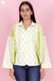 Cambric Cotton Top in Floral Block Print
